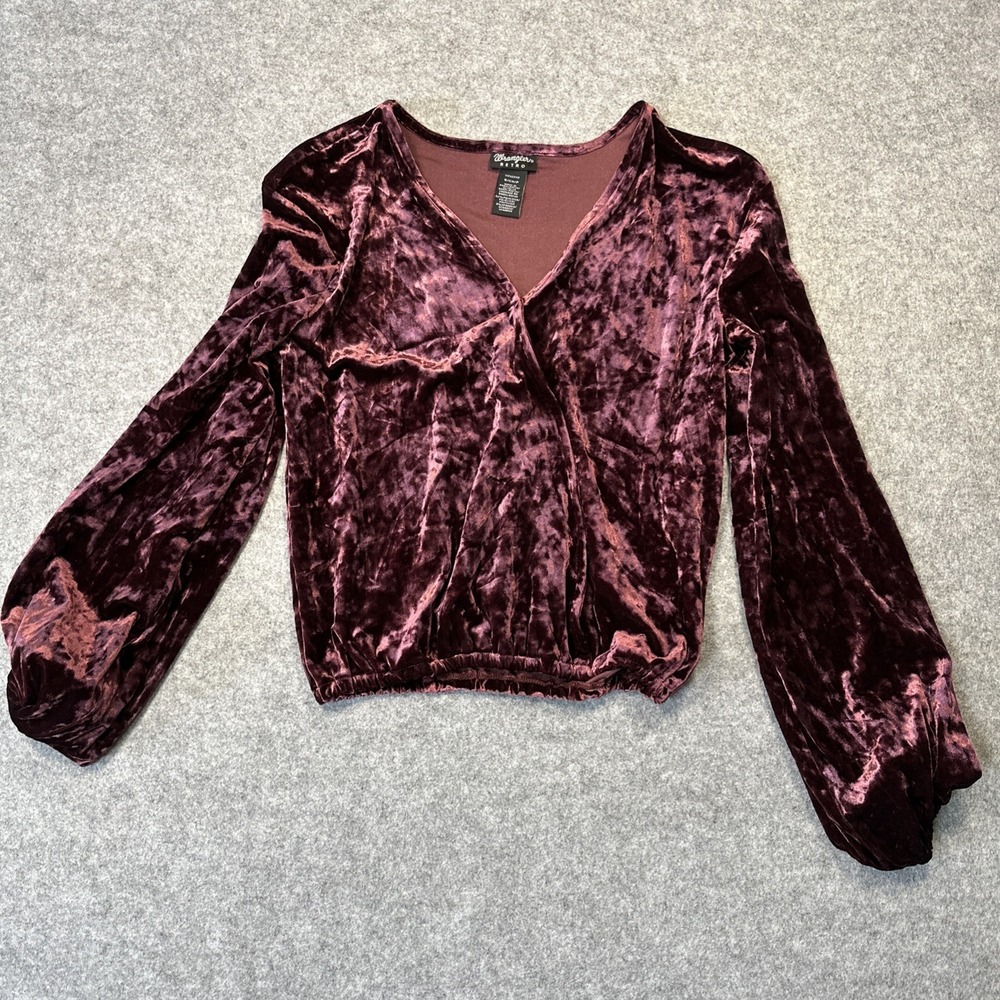 Wrangler Retro Womens S Purple Crushed Velvet Look Long Sleeve Button Shirt